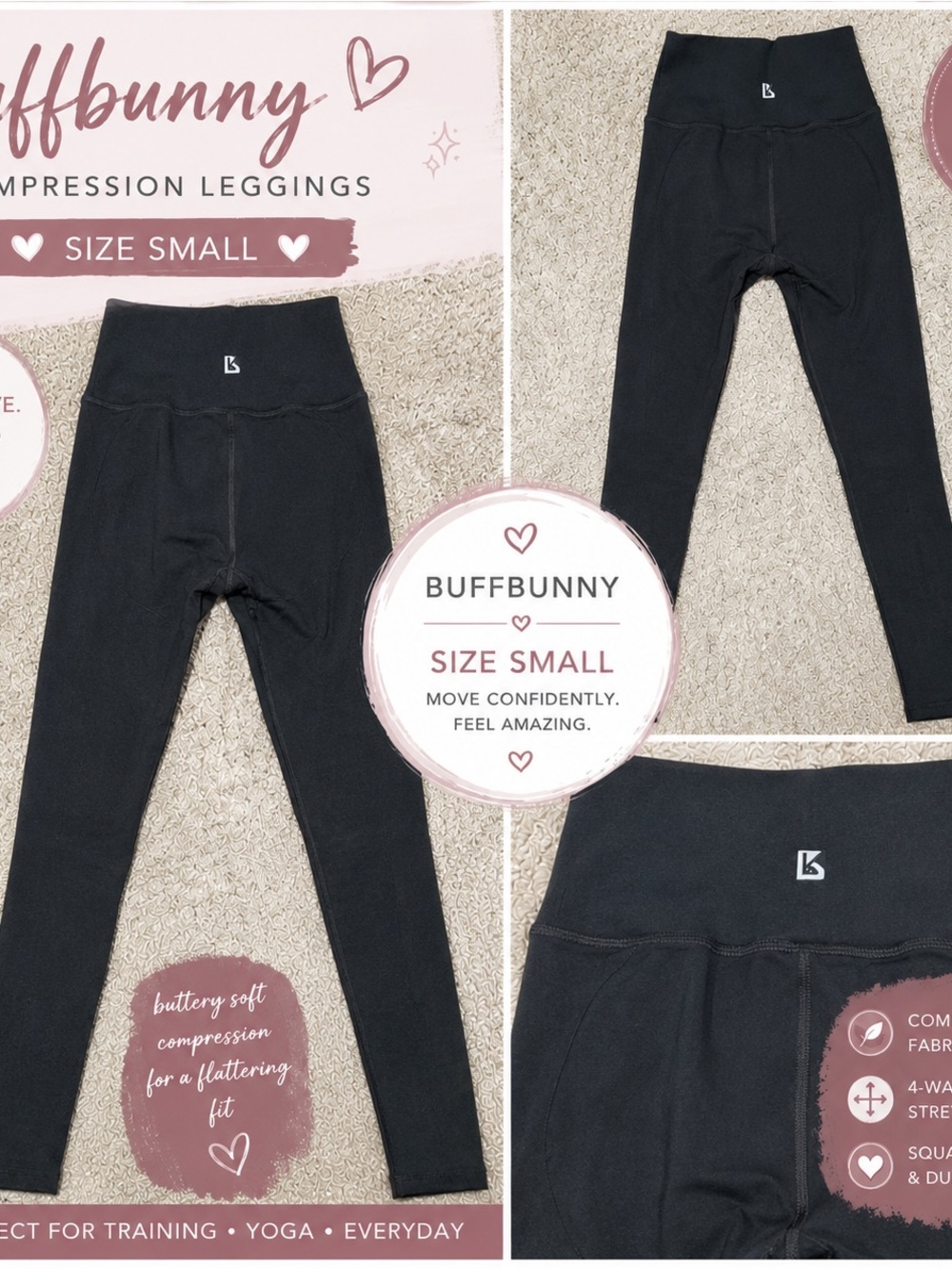 BuffBunny Kids Black Compression Leggings